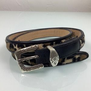 Brighton Hair on Leather Trim Animal Print Skinny belt size 28